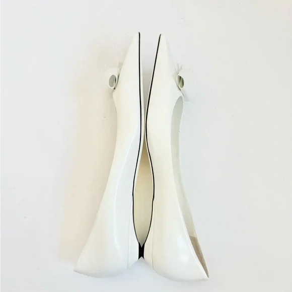 Prada White Leather Loop Bouquet Pointed Toe Ballet Flats EU 39 US 9 - Picture 4 of 10